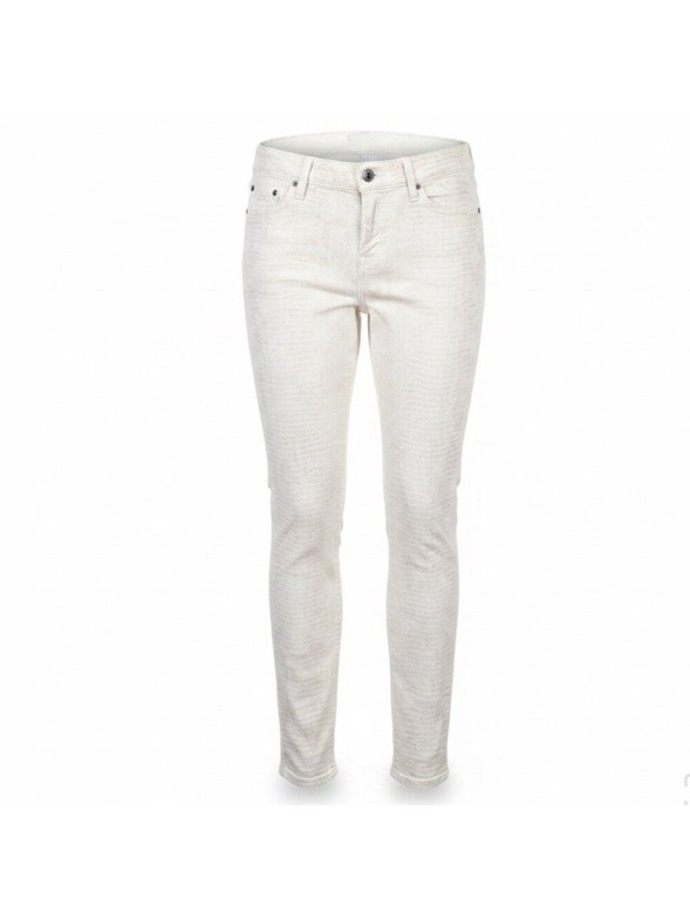 7 For All Mankind Womens White Skinny Pants Snakeskin Pattern Size 28